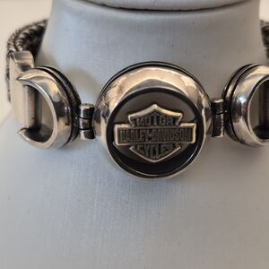 Harley-Davidson Sterling Silver and 10K Emblem Bracelet 7" 32.3g
